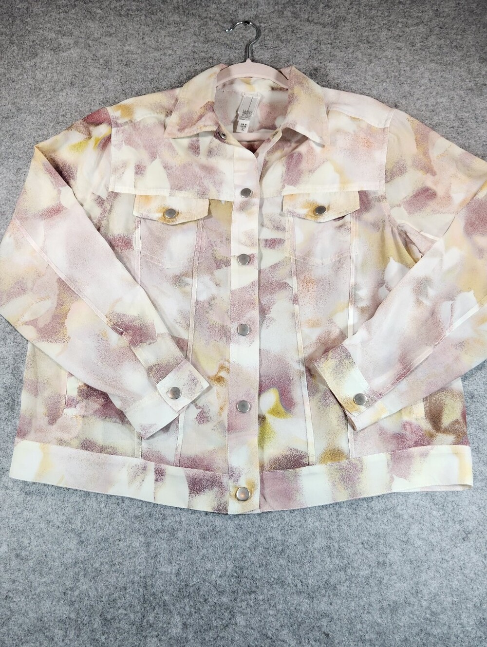 Women’s Shear Pastel Floral Button Down Trucker Jacket - Light Multi Medium